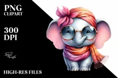 Elephant Silk Scarf Smiling | Watercolor Clipart Product Image 3