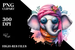 Elephant Silk Scarf Smiling | Watercolor Clipart Product Image 3