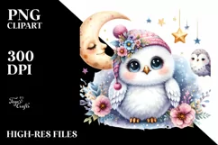 Colorful Baby Snowy Owl PNG Product Image 3