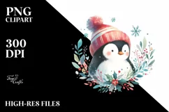 Colorful Christmas Penguin, PNG Product Image 3