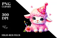 Vibrant Baby Lamb on Party Hat PNG Product Image 2