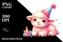 Vibrant Baby Lamb on Party Hat PNG Product Image 2