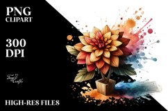 Abstract Wooden Stained Dahlia | Clipart Product Image 3