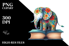 Colorful Elephant Book Watercolor PNG Product Image 2