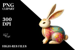 Colorful Wood Bunny PNG Product Image 2