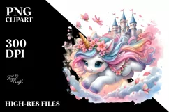 Tumbling Baby Unicorn with Spring Petals | Sublimation | Product Image 1