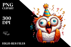 Whimsical Owl with Party Hat, Transparent PNG Product Image 2