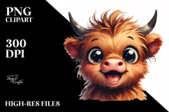 Expressive Funny Highland Cow PNG Product Image 3