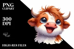 Expressive Funny Highland Cow PNG Product Image 1