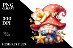 Cute GNOME with Big Hat and Freesia PNG Product Image 2