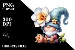Cute GNOME with Big Hat and Freesia PNG Product Image 2