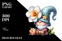 Cute GNOME with Big Hat and Freesia PNG Product Image 2