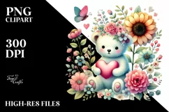 Colorful Bear with Heart PNG Product Image 2