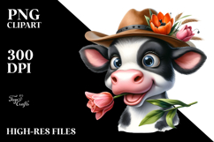 Cow Portrait Hat Goofy Smile Tulip Clipart Product Image 2