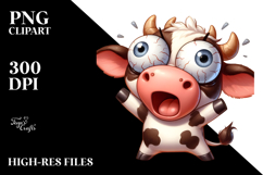 Watercolor Cow with Cross-Eyed Expression PNG Product Image 2
