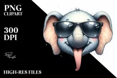 Elephant Sunglasses Tongue Out | Watercolor Clipart Product Image 3