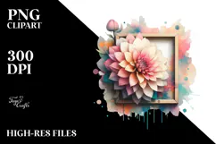 Pastel Stained Wooden Dahlia, PNG Product Image 2