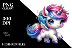 Cute Baby Unicorn Running PNG Product Image 2