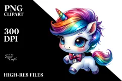 Cute Baby Unicorn Running PNG Product Image 2