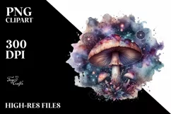 Detailed Mystical Celestial Mushroom PNG Product Image 1