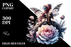 Creative Gothic Fairy on Flower PNG Product Image 2