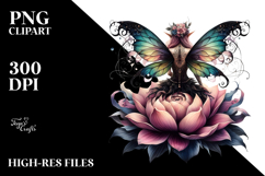 Creative Gothic Fairy on Flower PNG Product Image 2