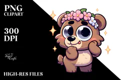 Playful Bear with Flower Crown, Vector Art PNG Product Image 2