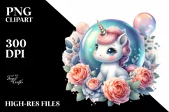 Baby Unicorn in Bubble | Watercolor Clipart Product Image 3