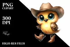 Baby Bird Big Eyes Cowboy Boots | Sublimation Clipart Product Image 1