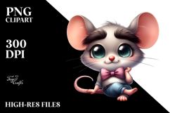 Cute Mouse with Bow Tie, Soft Drop Shadow PNG Product Image 2