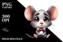 Cute Mouse with Bow Tie, Soft Drop Shadow PNG Product Image 2