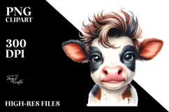 Funny Cow with Cool Hair, PNG Product Image 2