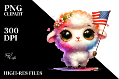 Vibrant Cute Baby Lamb Waving Flag PNG Product Image 2