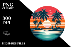 Retro Tropical Island Sunset CliparPNG Product Image 2