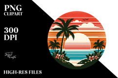 Retro Tropical Island Sunset CliparPNG Product Image 2