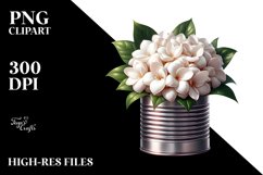 Shiny Can with Large Gardenia | Clipart Product Image 1