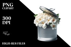 Shiny Can with Large Gardenia | Clipart Product Image 3