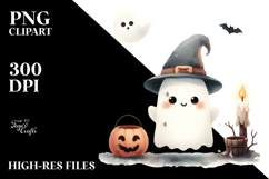 Washed Watercolor Style Simple Halloween Ghost Product Image 2
