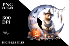 Halloween Bear on Moon PNG Product Image 2