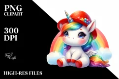 Baby Unicorn Red Hat Rainbow | Clipart Product Image 1