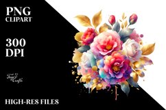 Vibrant Bouquet Gold Foil | Sublimation Clipart Product Image 3