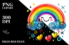 Scribbled Smiling Rainbow PNG Product Image 2