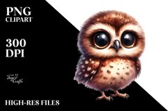 Baby Owl Standing Clipart Product Image 1