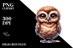 Baby Owl Standing Clipart Product Image 2