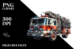 Vintage Fire Engine with USA Flag, PNG Product Image 2