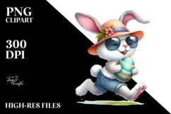 Goofy Bunny with Vintage Hat and Big Egg PNG Product Image 2