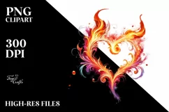 Red Fire Heart Digital Painting PNG Product Image 2