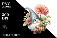 Floating Gnome with Zinnia PNG Product Image 2