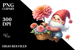 Cute Gnome with Zinnia, PNG Product Image 2