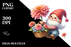 Cute Gnome with Zinnia, PNG Product Image 2